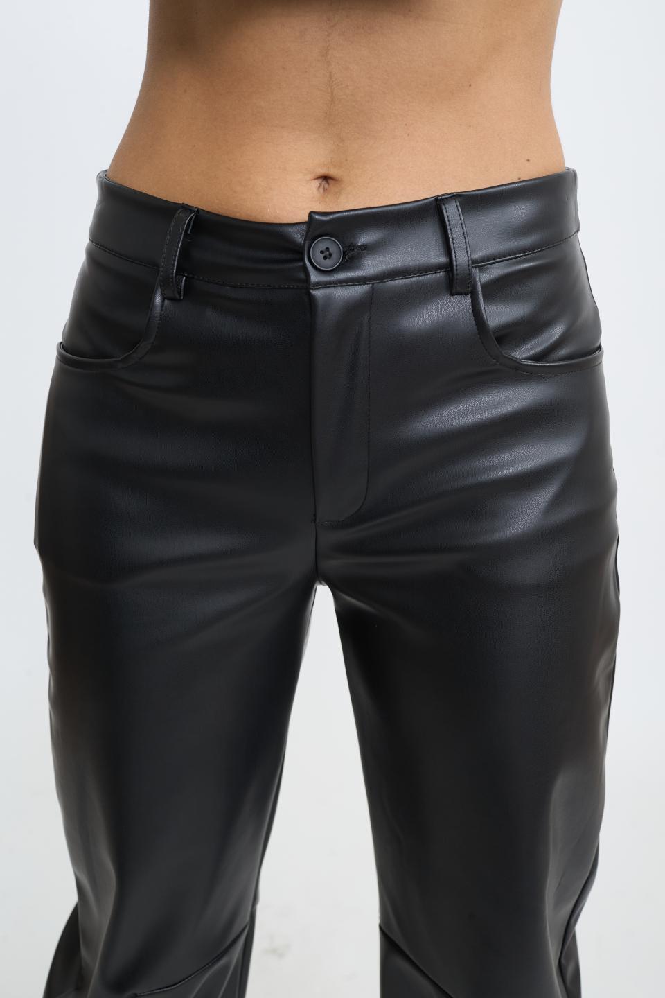 Pantalone barrel effetto pelle nero - Autunno - Inverno 2025 | Brend