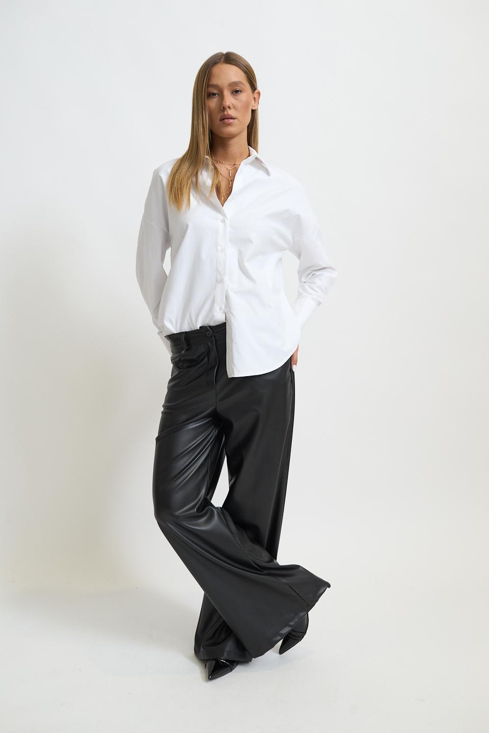 Pantalone palazzo effetto pelle nero - Autunno - Inverno 2025 | Brend