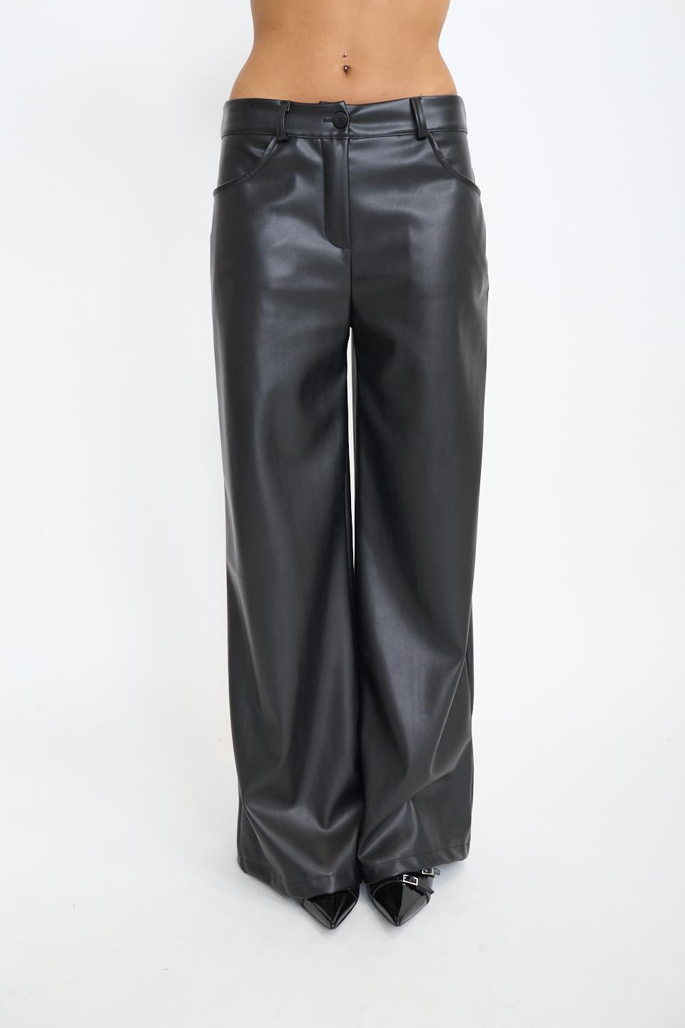 Pantalone palazzo effetto pelle nero - Autunno - Inverno 2025 | Brend