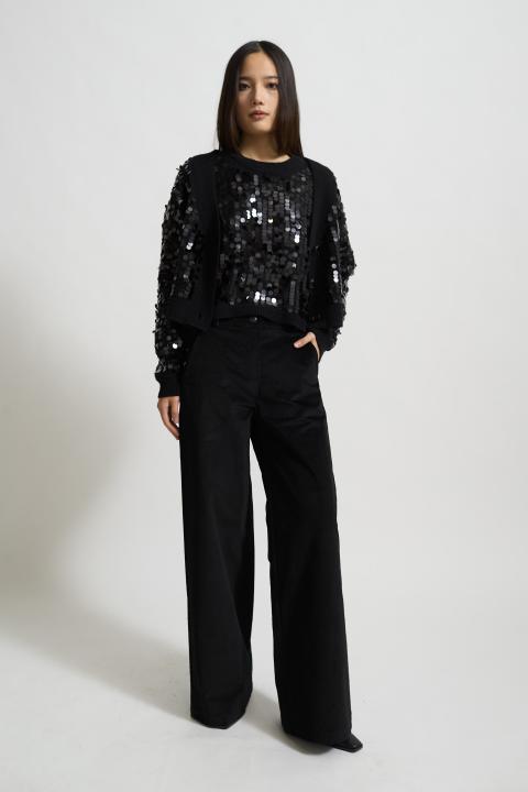 Pantalone palazzo mano velluto nero - Autunno - Inverno 2025 | Brend