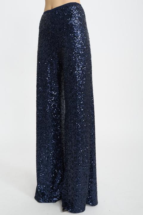 Pantalone palazzo paillettes blu - Autunno - Inverno 2025 | Brend