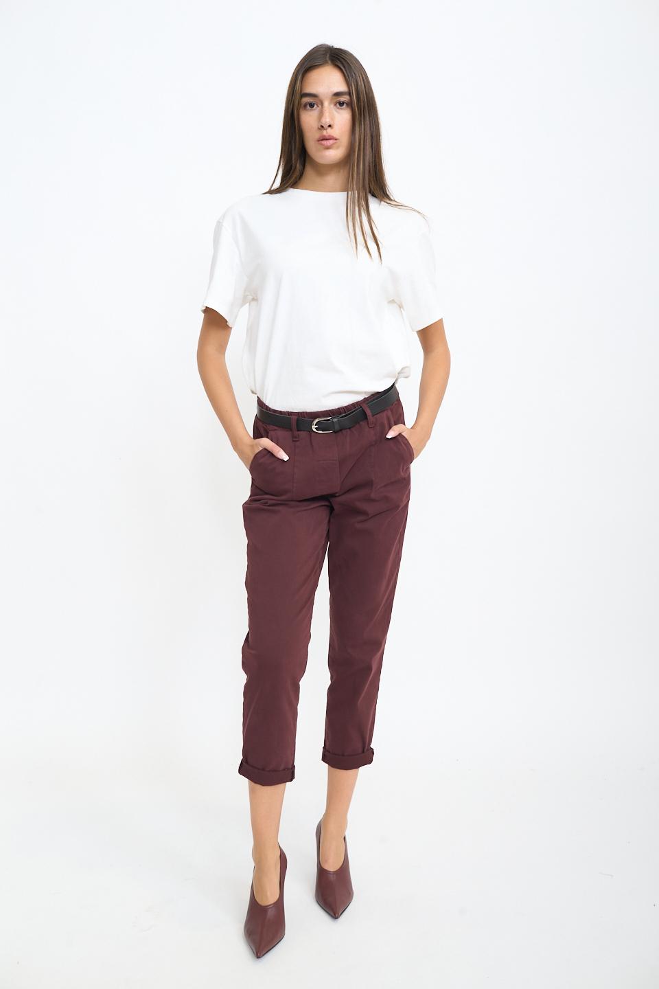 Pantalone baggy con cinta burgundy - Autunno - Inverno 2025 | Brend