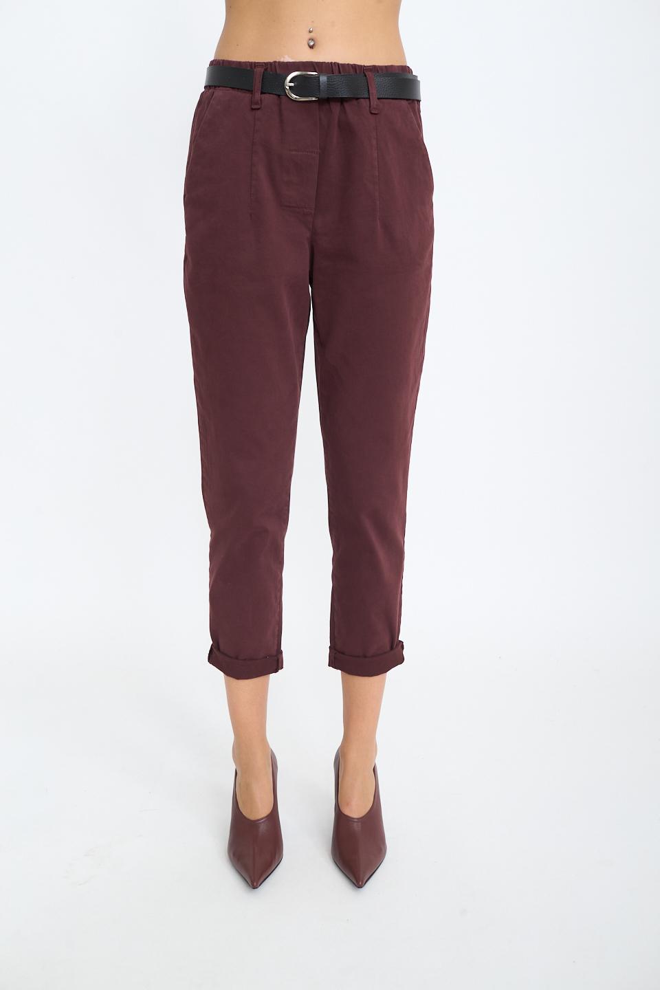 Pantalone baggy con cinta burgundy - Autunno - Inverno 2025 | Brend