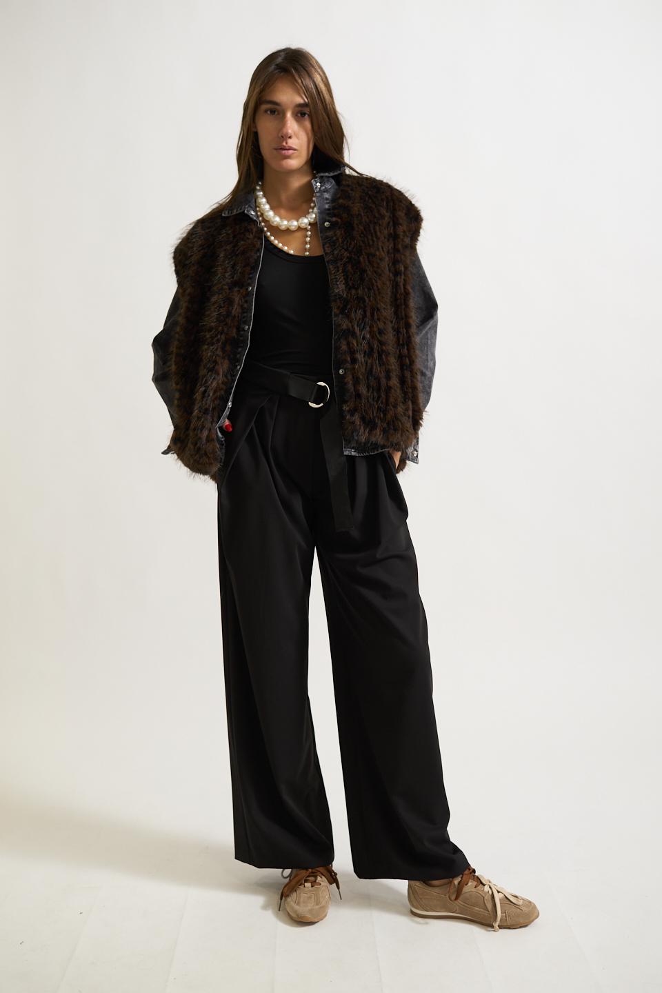 Pantalone piega aperta nero - Autunno - Inverno 2025 | Brend