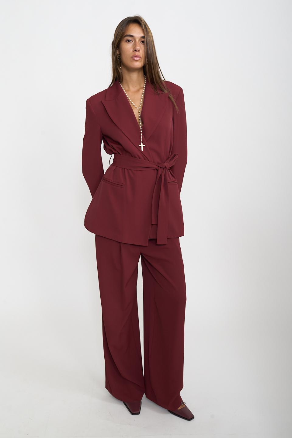 Pantalone palazzo con piega bordeaux - Autunno - Inverno 2025 | Brend