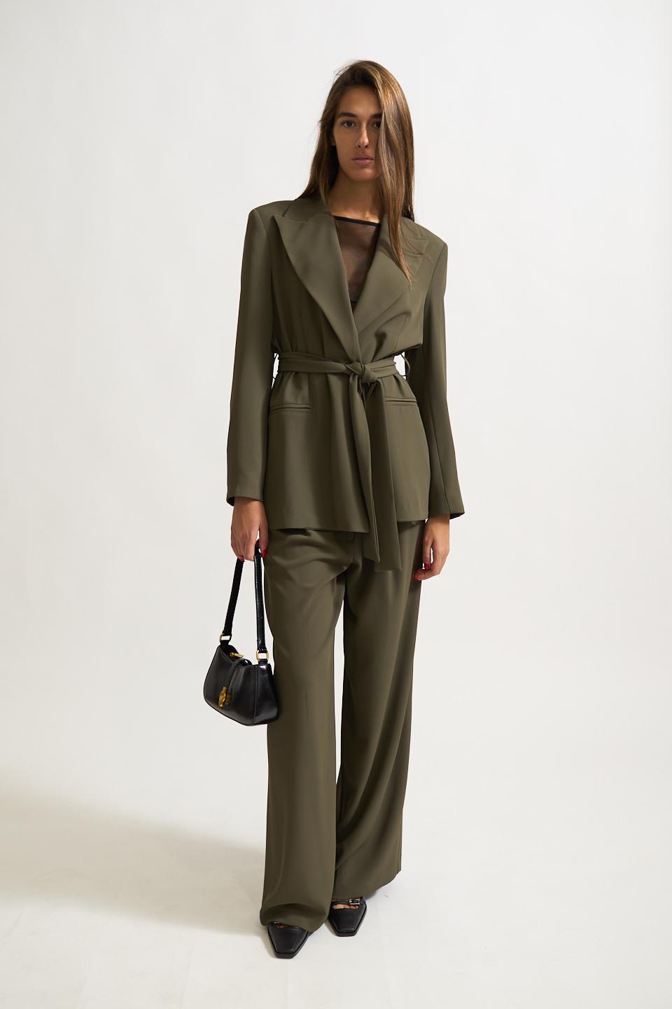 Pantalone palazzo con piega verde - Autunno - Inverno 2025 | Brend