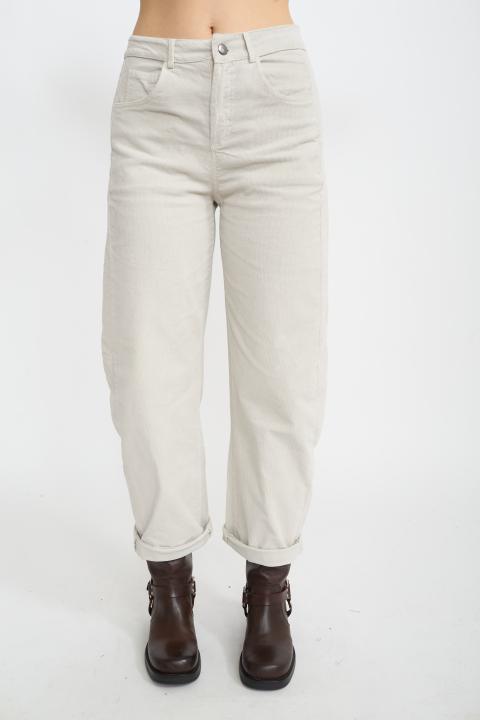 Pantalone barrel velluto beige - Autunno - Inverno 2025 | Brend