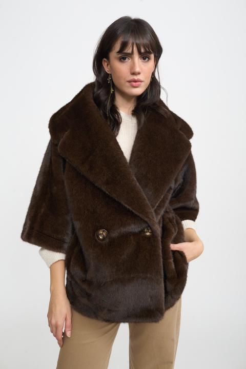 Pelliccia corta doppio petto marrone - Autunno - Inverno 2025 | Brend