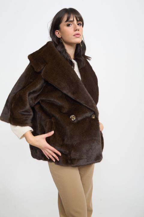 Pelliccia corta doppio petto marrone - Autunno - Inverno 2025 | Brend