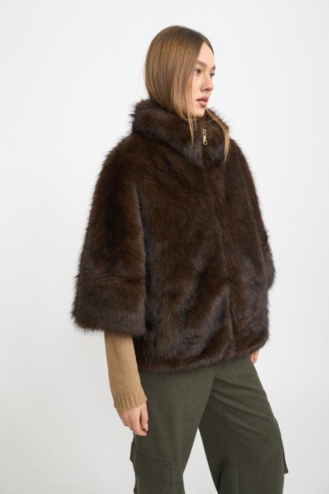 Pelliccia kimono zip marrone - Autunno - Inverno 2025 | Brend