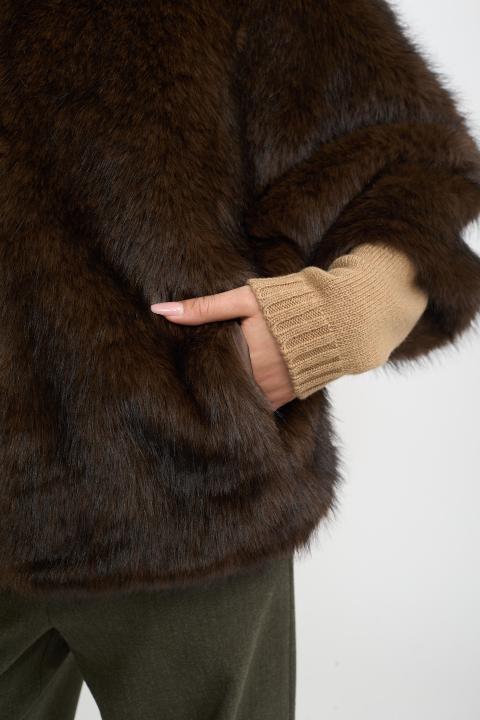 Pelliccia kimono zip marrone - Autunno - Inverno 2025 | Brend