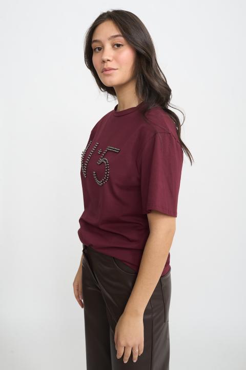 T-shirt n.5 borchie burgundy - Autunno - Inverno 2025 | Brend