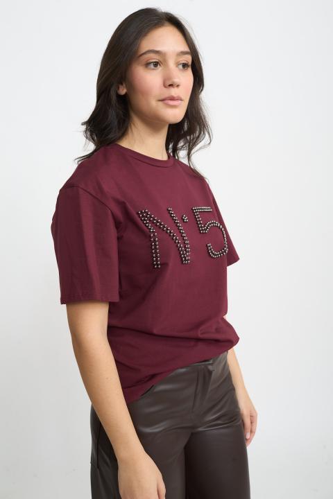 T-shirt n.5 borchie burgundy - Autunno - Inverno 2025 | Brend