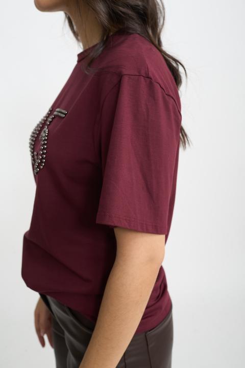 T-shirt n.5 borchie burgundy - Autunno - Inverno 2025 | Brend