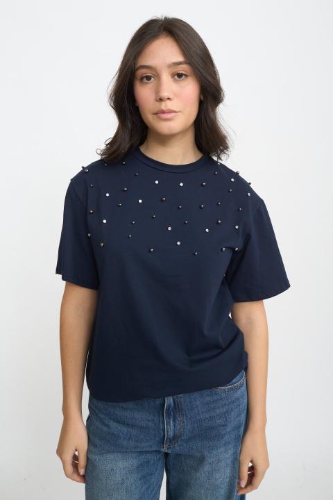 T-shirt borchie e strass blu - Autunno - Inverno 2025 | Brend