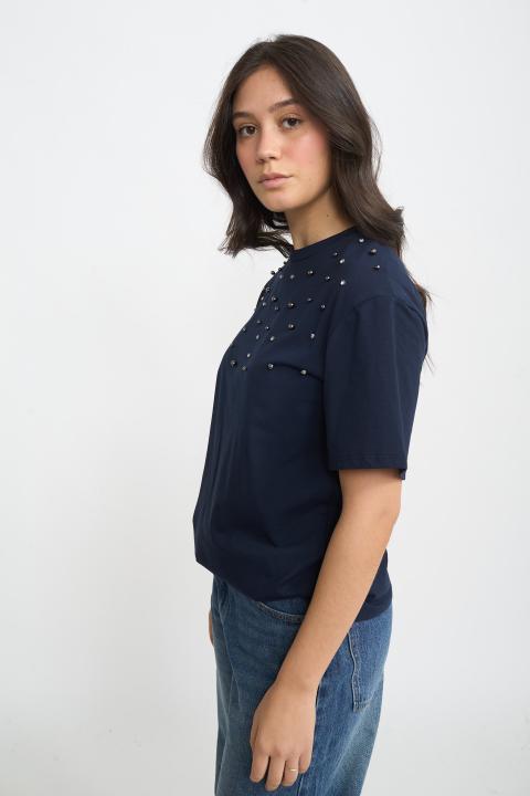 T-shirt borchie e strass blu - Autunno - Inverno 2025 | Brend