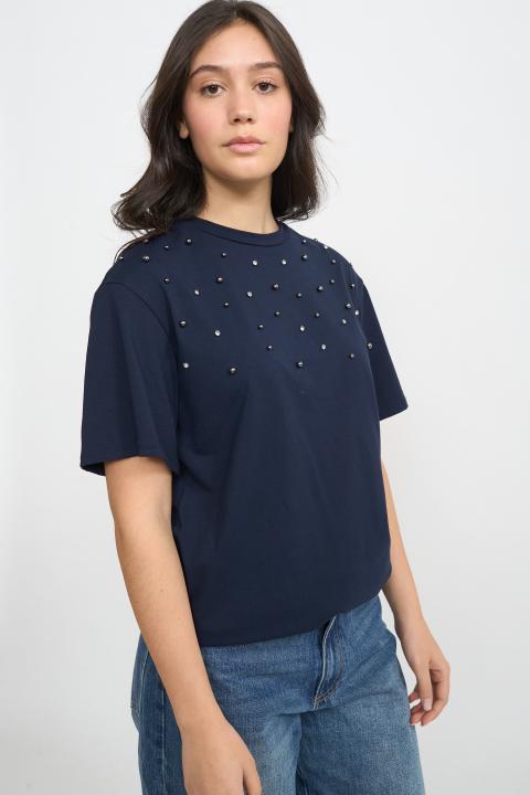 T-shirt borchie e strass blu - Autunno - Inverno 2025 | Brend