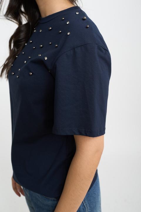 T-shirt borchie e strass blu - Autunno - Inverno 2025 | Brend