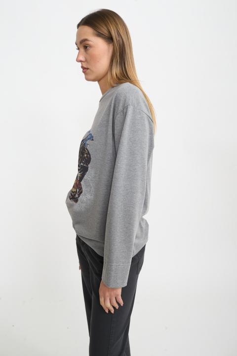 T-shirt manica lunga Leopardo grigio - Autunno - Inverno 2025 | Brend