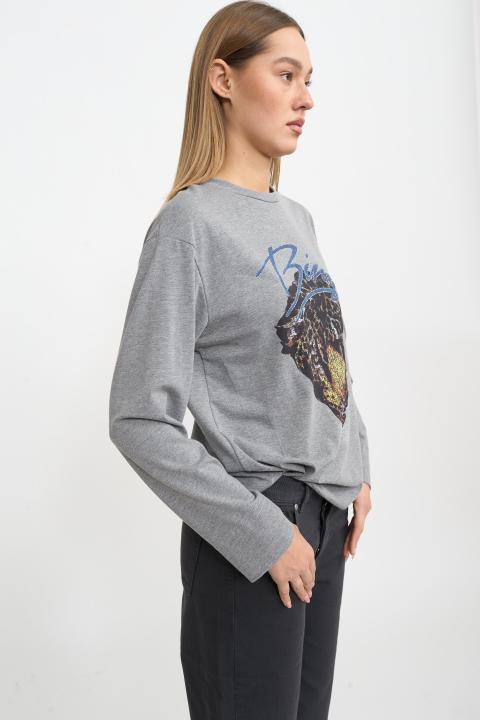 T-shirt manica lunga Leopardo grigio - Autunno - Inverno 2025 | Brend
