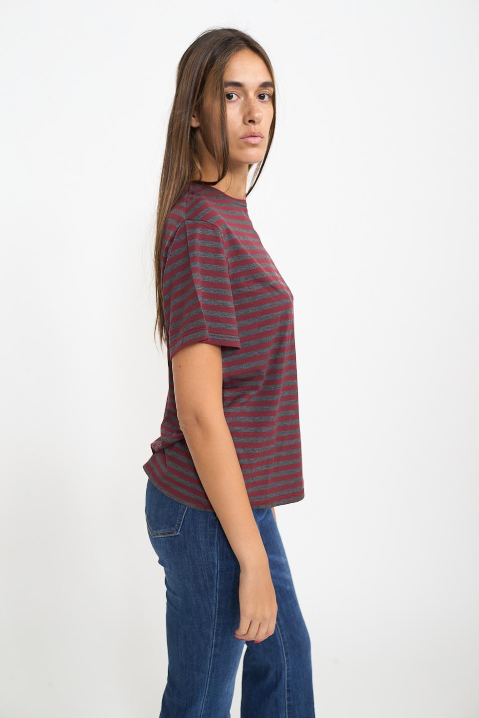 T-shirt over rigata rigo burgundy - Autunno - Inverno 2026 | Brend