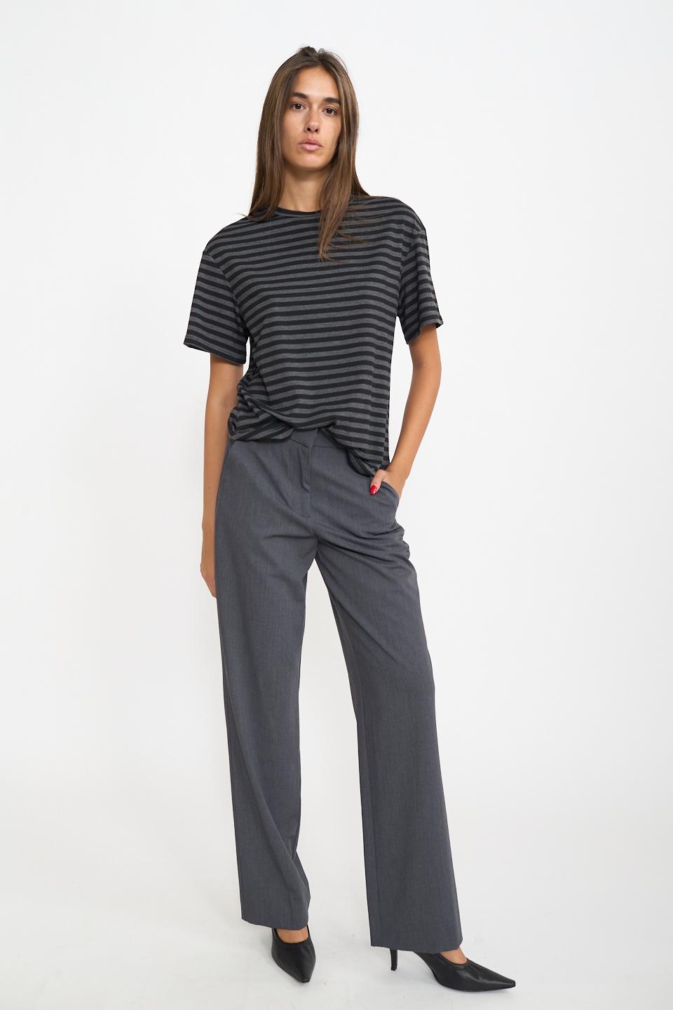 T-shirt over rigata rigo nero/piombo - Autunno - Inverno 2025 | Brend