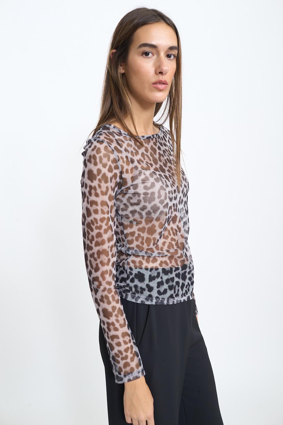 Maglia girocollo tulle stampato mac.grigio - Autunno - Inverno 2025 | Brend