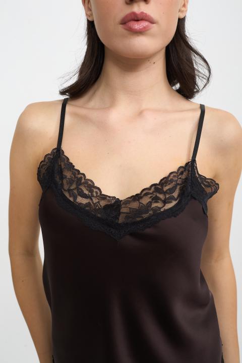 Top raso dettaglio pizzo moro/nero - Autunno - Inverno 2025 | Brend