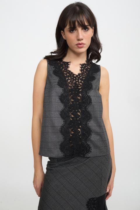 Top check pizzo check grigio - Autunno - Inverno 2025 | Brend