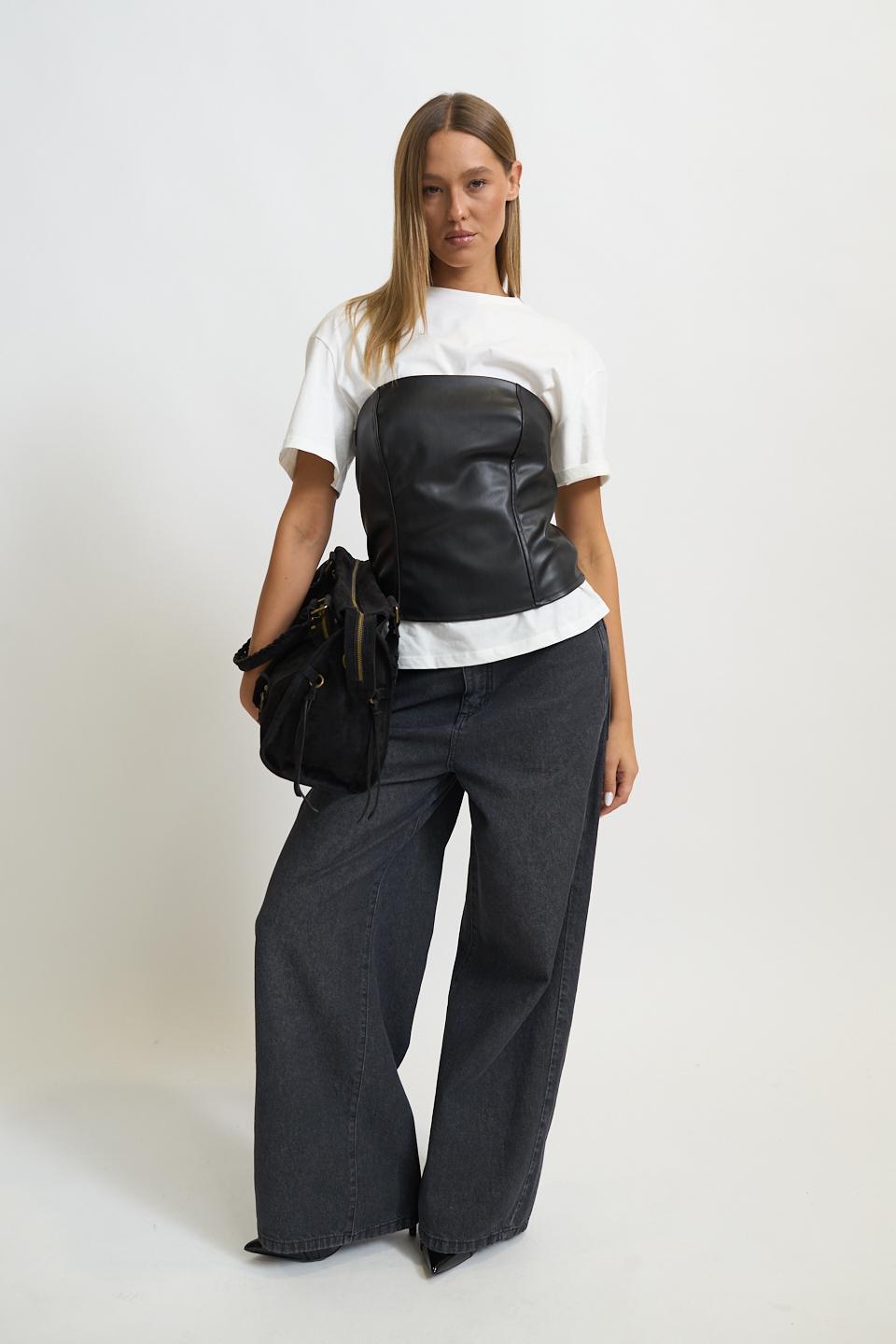 Bustino effetto pelle nero - Autunno - Inverno 2025 | Brend