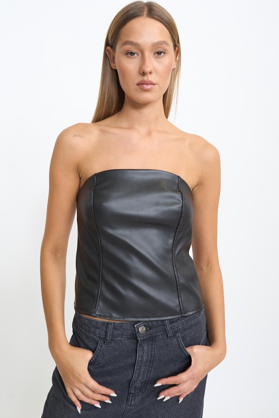 Bustino effetto pelle nero - Autunno - Inverno 2025 | Brend