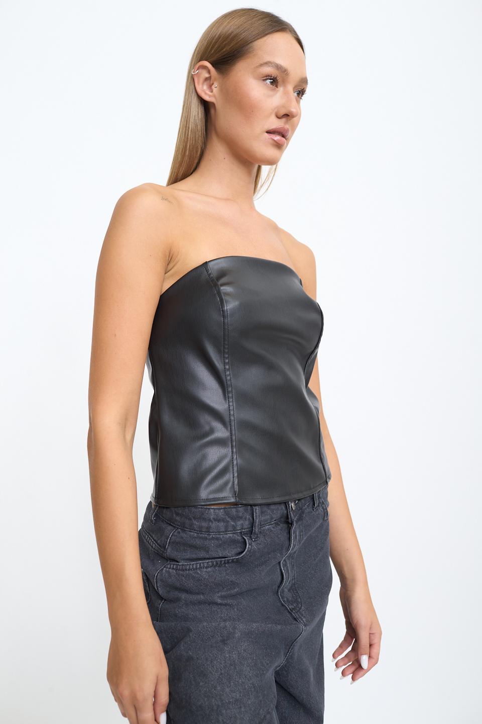 Bustino effetto pelle nero - Autunno - Inverno 2025 | Brend