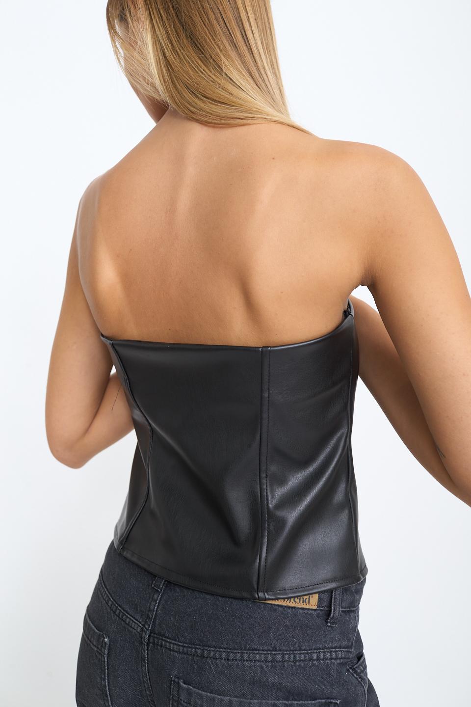 Bustino effetto pelle nero - Autunno - Inverno 2025 | Brend