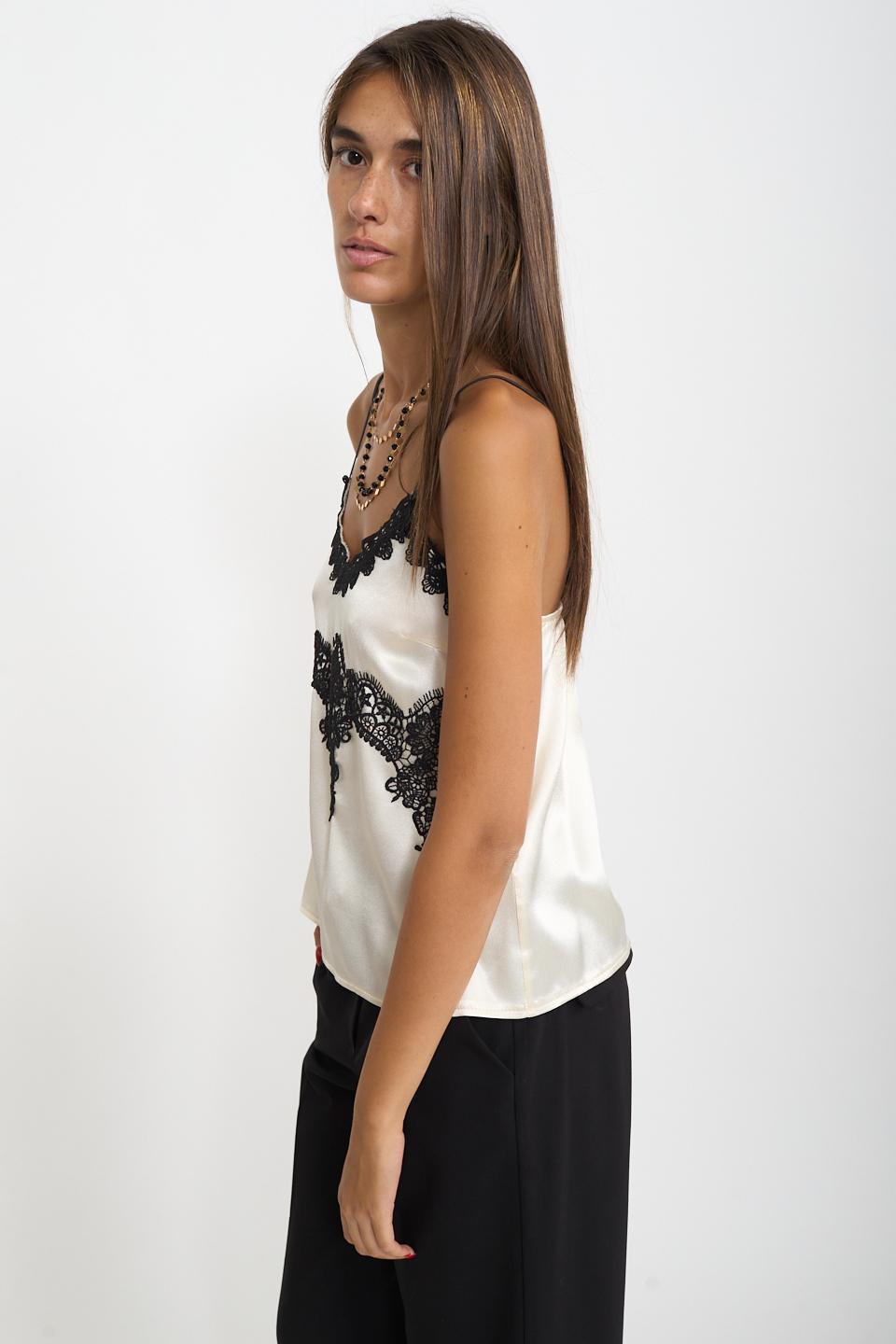 Top con inserti pizzo panna/nero - Autunno - Inverno 2026 | Brend