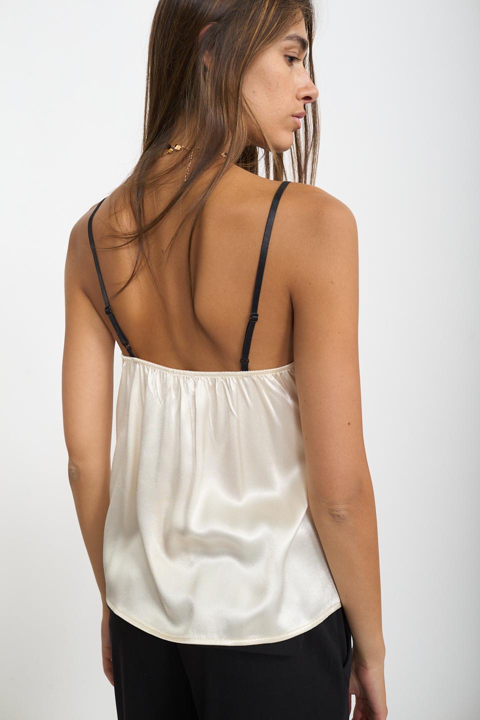 Top con inserti pizzo panna/nero - Autunno - Inverno 2026 | Brend