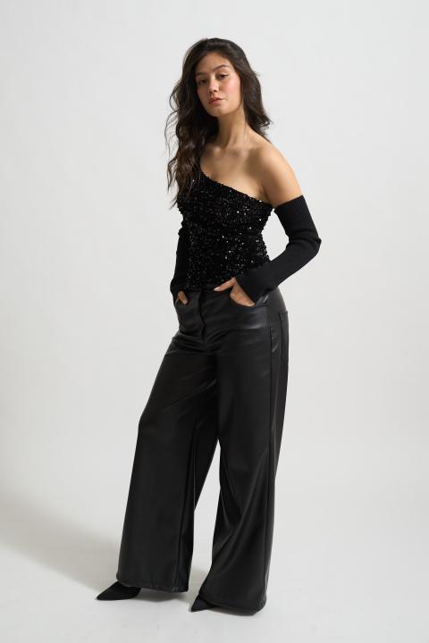 Top monospalla paillettes nero - Autunno - Inverno 2025 | Brend