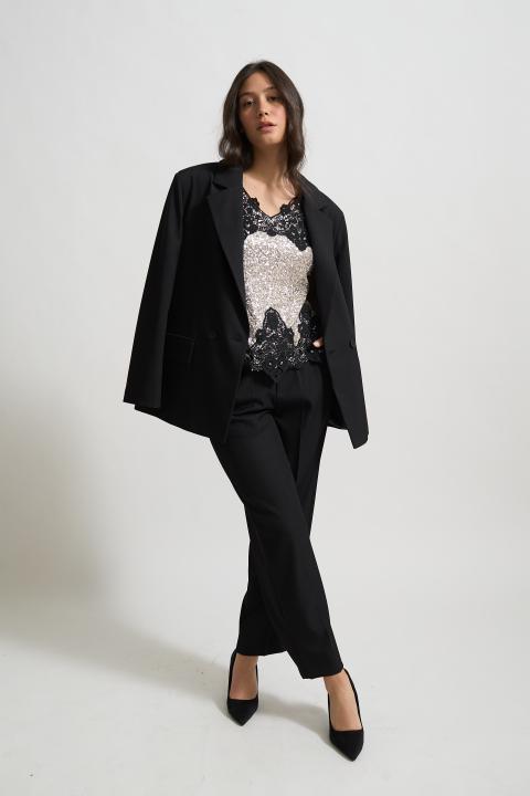 Top paillettes e pizzo argento - Autunno - Inverno 2025 | Brend