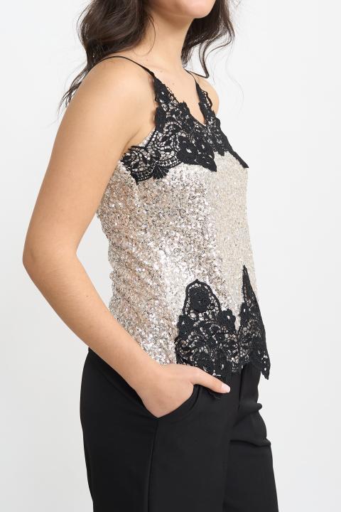 Top paillettes e pizzo argento - Autunno - Inverno 2025 | Brend