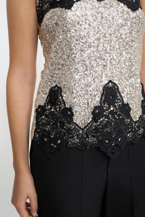Top paillettes e pizzo argento - Autunno - Inverno 2025 | Brend