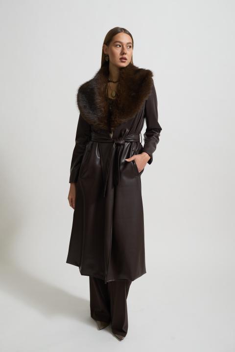 Trench collo ecofur moro - Autunno - Inverno 2025 | Brend