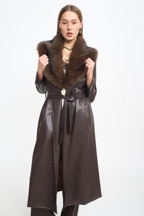 Trench collo ecofur moro - Autunno - Inverno 2025 | Brend