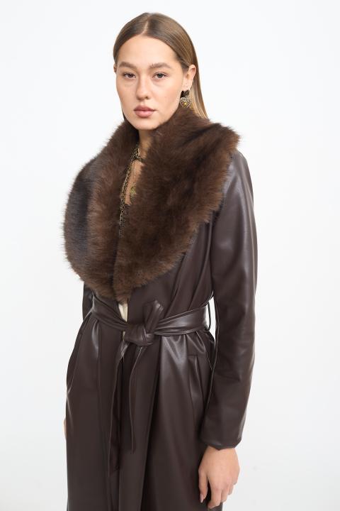 Trench collo ecofur moro - Autunno - Inverno 2025 | Brend