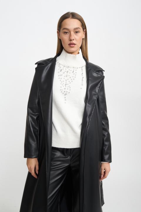 Trench collo ecofur nero - Autunno - Inverno 2025 | Brend