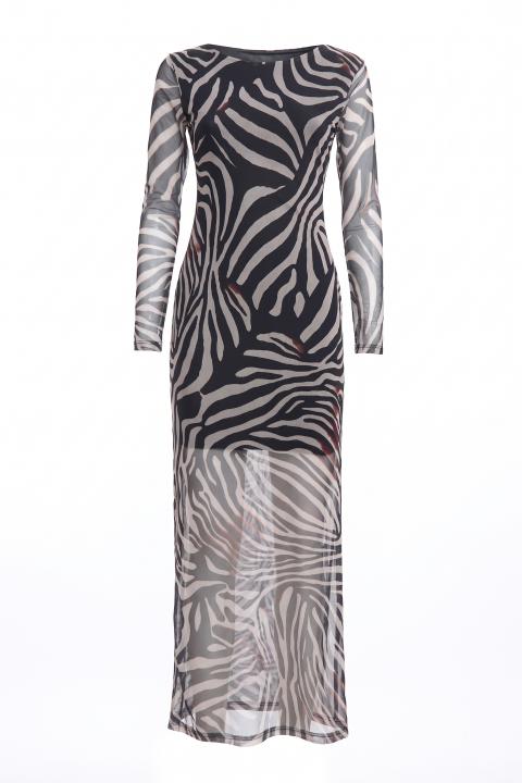 Abito lungo spacco zebra - Autunno - Inverno 2027 | Brend
