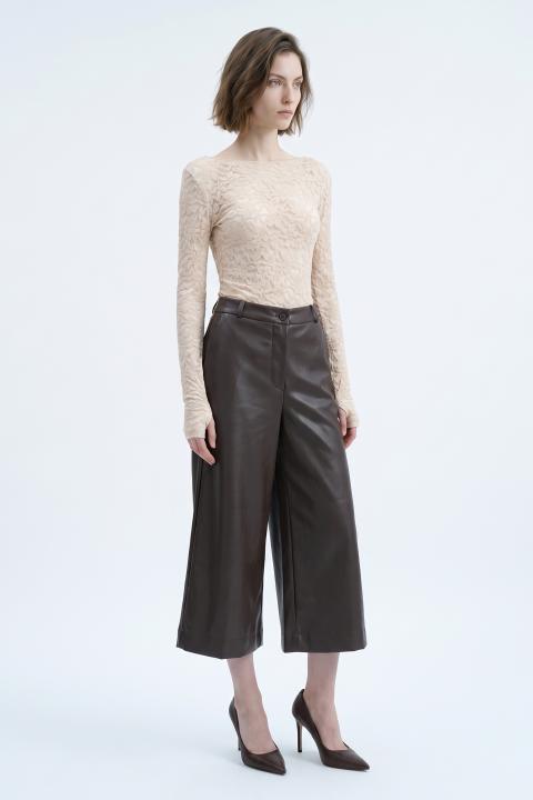 Bermuda effetto pelle elastico moro - Autunno - Inverno 2027 | Brend