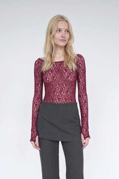Body scollo barca pizzo vino - Autunno - Inverno 2027 | Brend