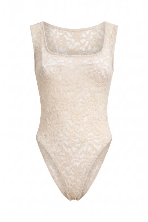 Body scollo quadrato pizzo beige - Autunno - Inverno 2027 | Brend