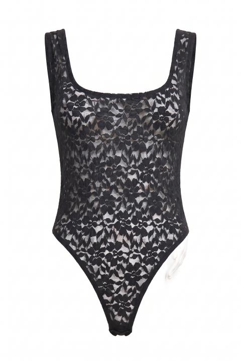 Body scollo quadrato pizzo nero - Autunno - Inverno 2027 | Brend