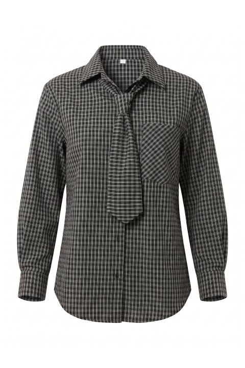 Camicia check taschino e cravatta check nero - Autunno - Inverno 2027 | Brend