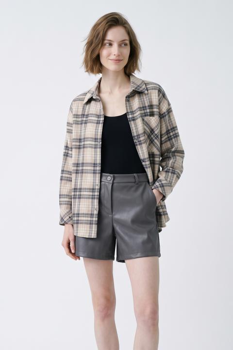Camicia over check/tasca beige/nero - Autunno - Inverno 2027 | Brend